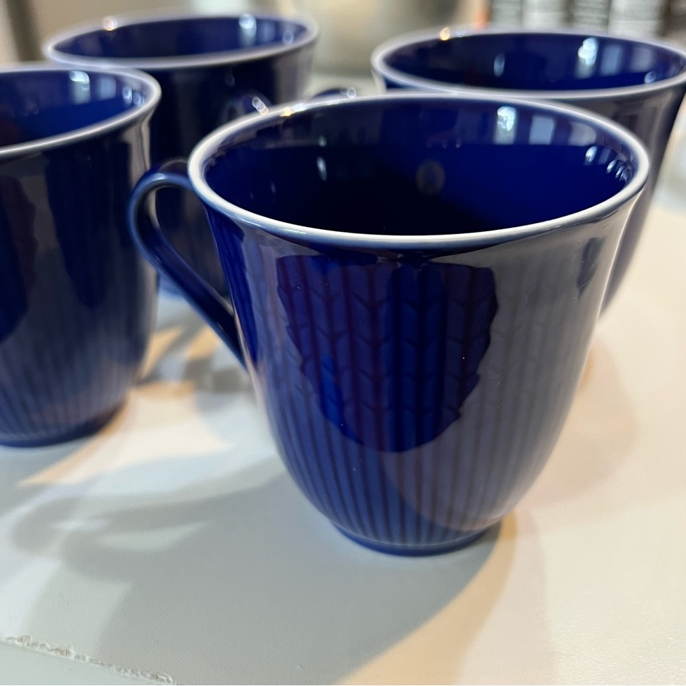 Rorstrand Swedish Grace Cobalt Blue Mug Cup Set of 4 10 ounce - Picture 2 of 5